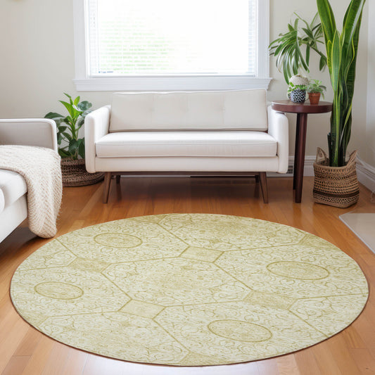 Addison Rugs Chantille ACN1748WH 8 x 8 (ft) Loomed Wheat Round Indoor/Outdoor Machine washable Pet Friendly Area rug