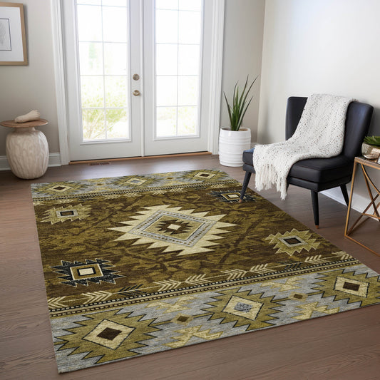 Addison Rugs Chantille ACN1754BR 8 x 10 (ft) Loomed Brown Rectangular Indoor/Outdoor Machine washable Pet Friendly Area rug