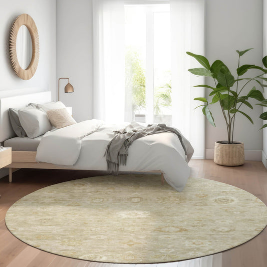 Addison Rugs Chantille ACN1770BG 8 x 8 (ft) Loomed Beige Round Indoor/Outdoor Machine washable Pet Friendly Area rug