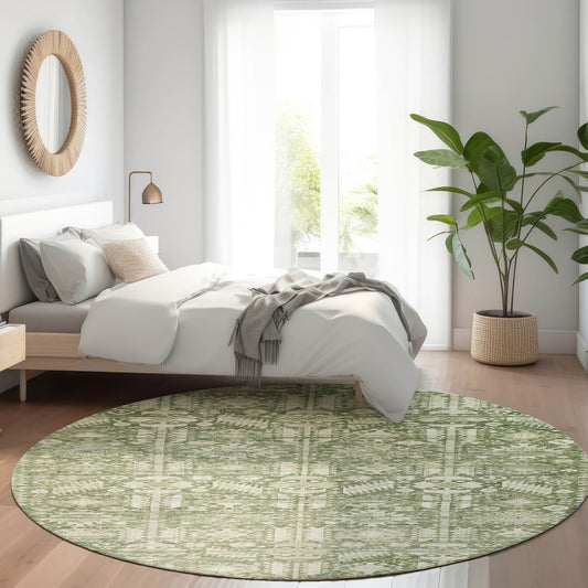 Addison Rugs Chantille ACN1771AL 8 x 8 (ft) Loomed Aloe Round Indoor/Outdoor Machine washable Pet Friendly Area rug