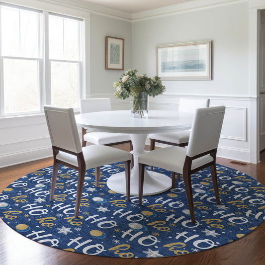Addison Rugs Chantille ACN1810NA 8 x 8 (ft) Loomed Navy Round Indoor/Outdoor Machine washable Pet Friendly Area rug