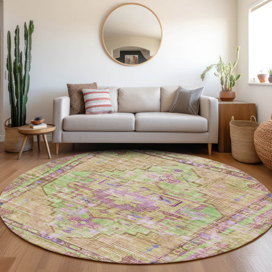 Addison Rugs Chantille ACN1730LM 8 x 8 (ft) Loomed Lime Round Indoor/Outdoor Machine washable Pet Friendly Area rug
