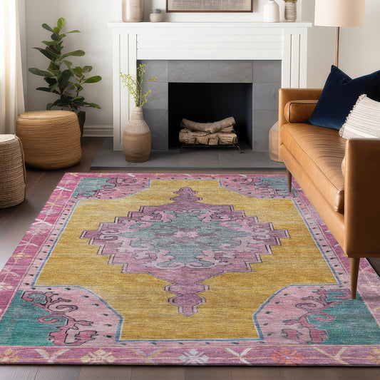 Addison Rugs Chantille ACN1731GO 9 x 12 (ft) Loomed Gold Rectangular Indoor/Outdoor Machine washable Pet Friendly Area rug