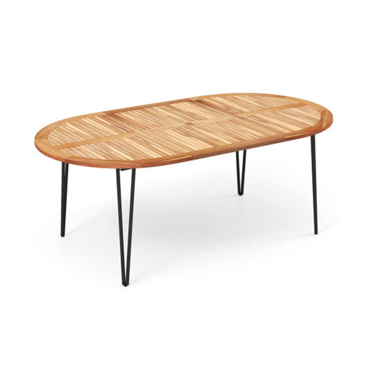 LIVIZA Juniper Oval Outdoor Dining Table 43.5-in W x 79-in L with Umbrella Hole