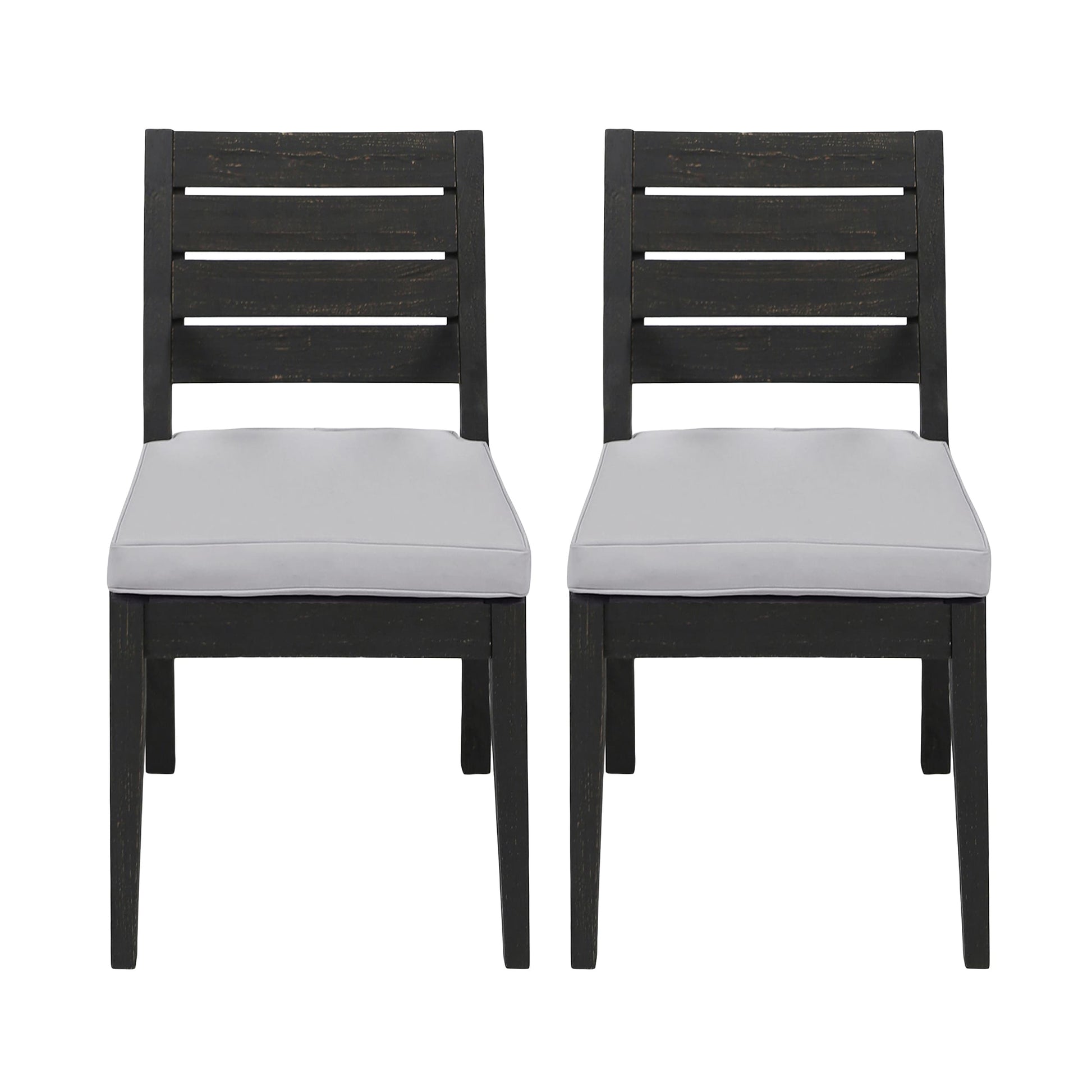 Moda Furnishings GIGI Set of 2 Light Gray Wood Frame Stationary Dining Chair with White Cushioned Seat