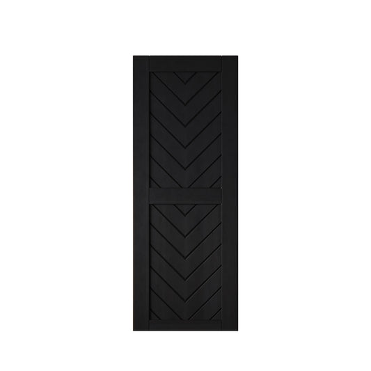 HOMACER 26-in x 80-in Black Herringbone Pine Wood Solid core Single Barn Door (Hardware Not Included)
