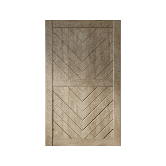 HOMACER 42-in x 80-in Classic Gray Herringbone Pine Wood Solid core Single Barn Door (Hardware Not Included)