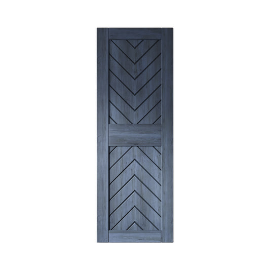 HOMACER 26-in x 80-in Navy Herringbone Pine Wood Solid core Single Barn Door (Hardware Not Included)