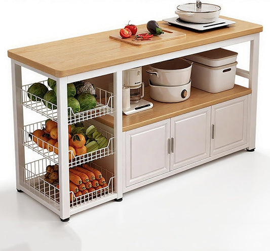 XIGOUZIQU Buffet Cabinet\/Storage Cabinet, Kitchen Storages Shelf with Cabinets, Microwave Oven Stand with Storages, Spice Rack, Pantry Cabinets,Kitchen Storage Shelf(White,120cm\/47.24in)