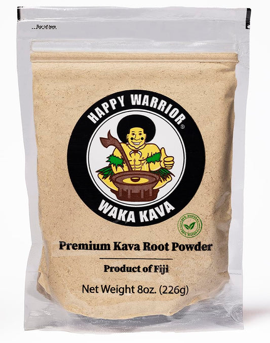 Happy Warrior Kava Powder - Premium Noble Waka Kava from Fiji - 8 oz