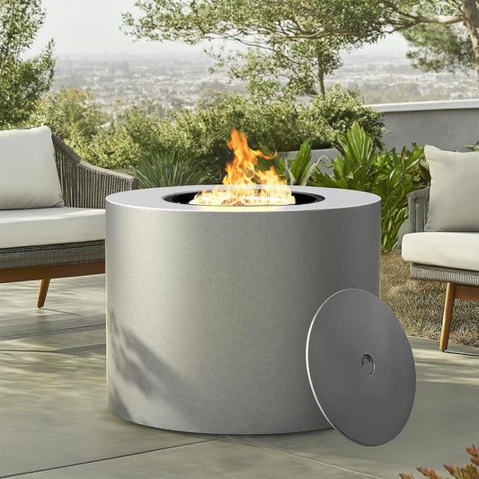 32" Smokeless Propane Fire Pit Table w\/Lid, All in One Outdoor Fire Table, Alloy Steel Round Patio Firepit Table 50,000 BTUs, Lava Rocks, Weatherproof Cover, CSA Certified, for Deck, Backyard and Pool