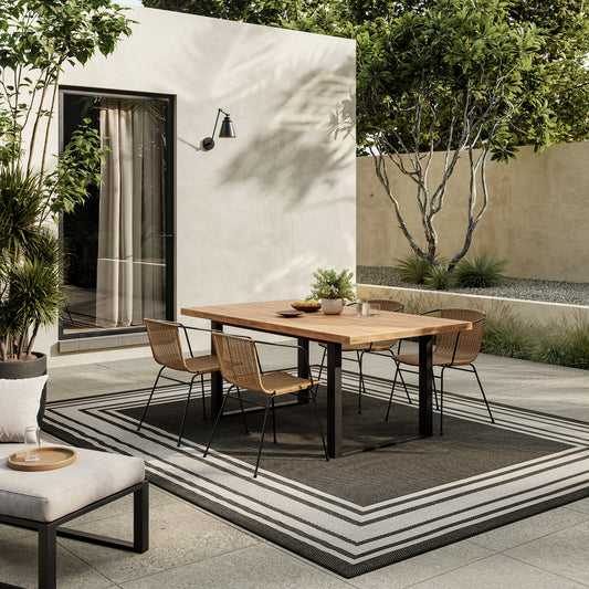 Nourison Home 9 x 12 (ft) Loomed Black Rectangular Indoor/Outdoor Border Area rug