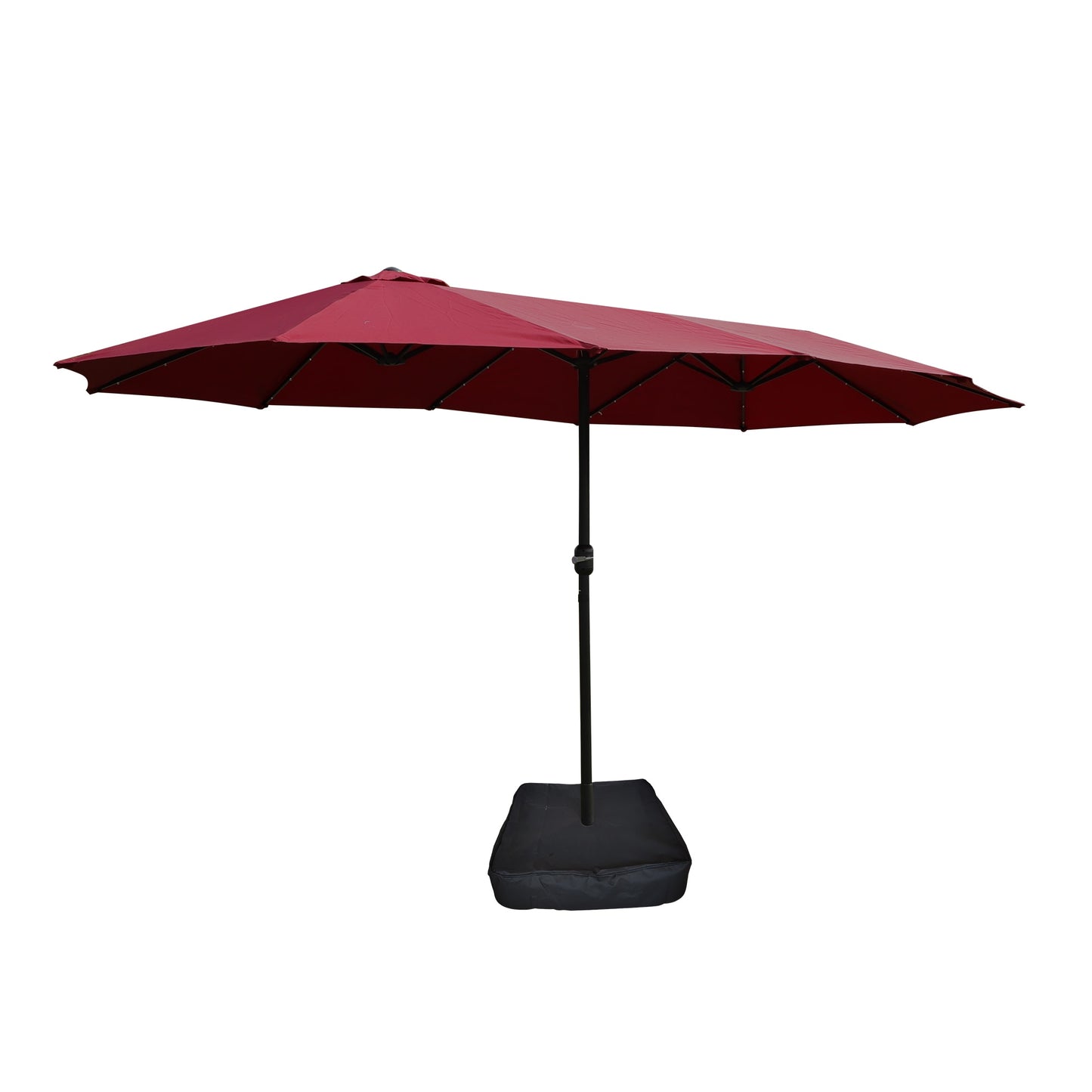 Maocao Hoom 15-ft Steel Red No-tilt Market Patio Umbrella with Lights with Base