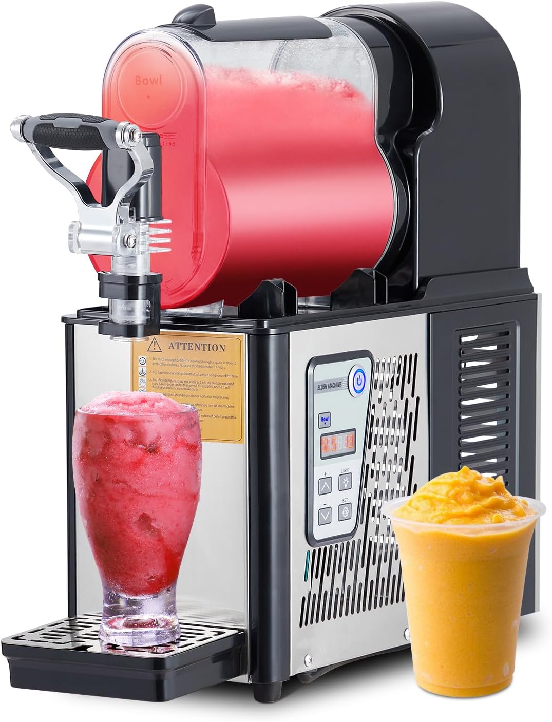 3L\/0.8 Gal Commercial Slushy Machine, Frozen Drink Margarita Machine Smoothie Slushie Maker, Self-Cleaning, 300W Stainless Steel Slushy Machine for Homes, Coffee Shops, Restaurants, Black