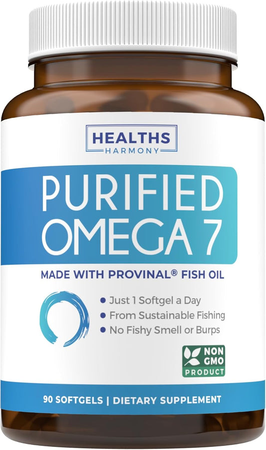 Omega 7 Supplement for Women and Men - High Potency & Purity Palmitoleic Acid Fatty Acid Fish Oil Supplement from Patented Provinal with Lowest Palmitic Acid - Sustainably Sourced (3 Month Supply)