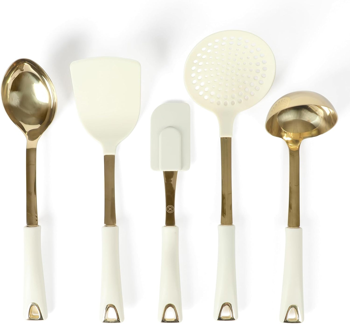 Martha Stewart Lockton 5-Piece Stainless Steel & Nylon Kitchen Tool Set - Linen w/Gold