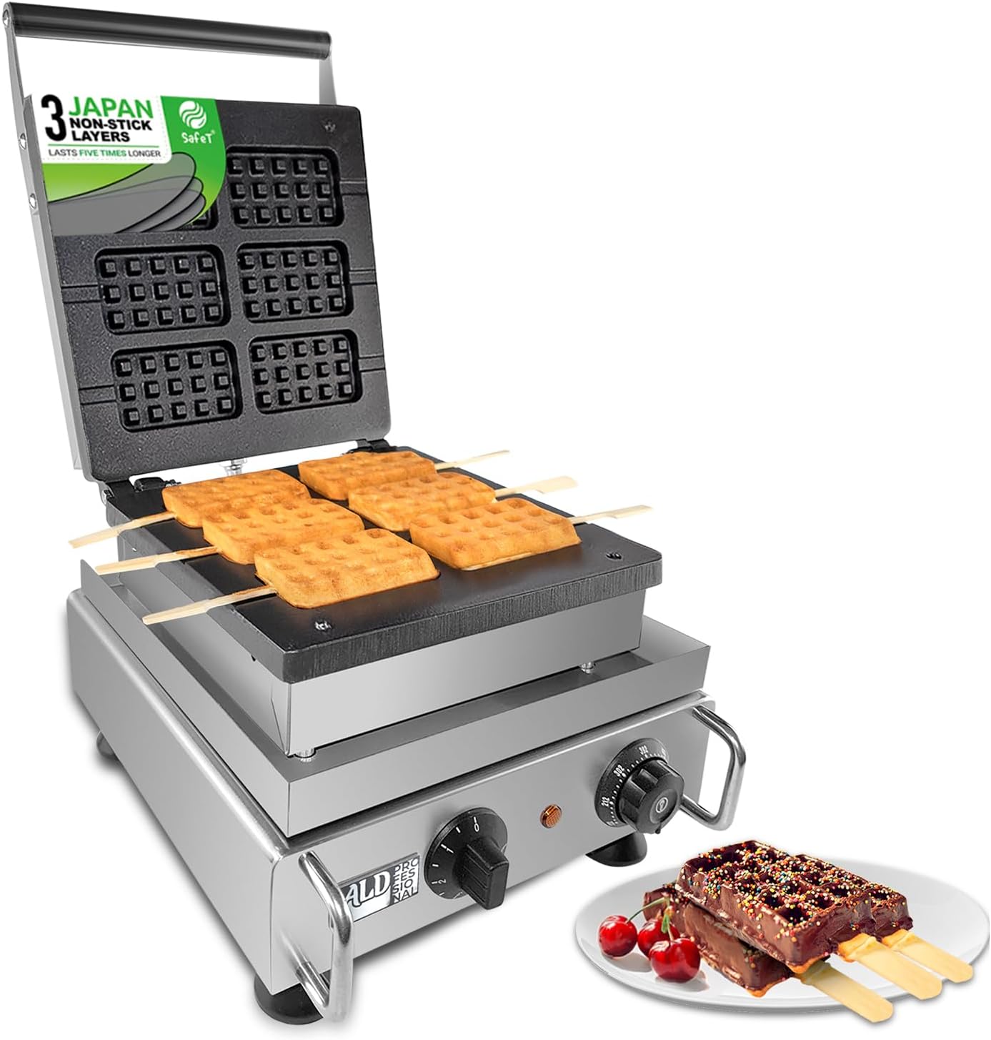 ALDKitchen Bubble Waffle Maker | Stainless Steel Egg Waffle Iron | Nonstick Coating | For Hong Kong Waffle