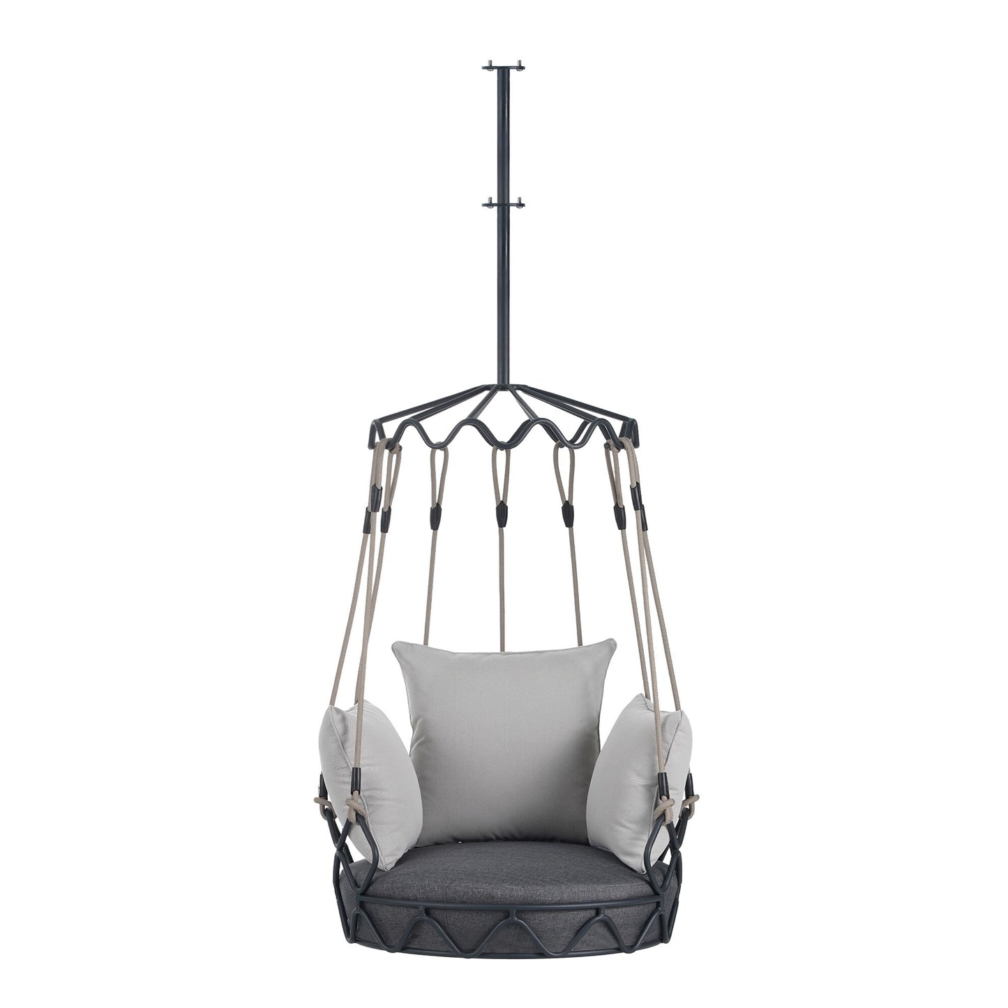 Bybafun 1 -person Gray Outdoor Swing