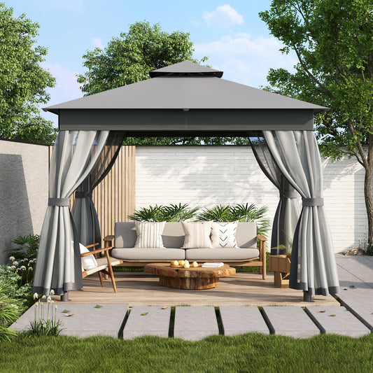 CESICIA 10-ft x 10-ft Gazebos Grey Gazebo with Soft Top Roof (Screen Included)