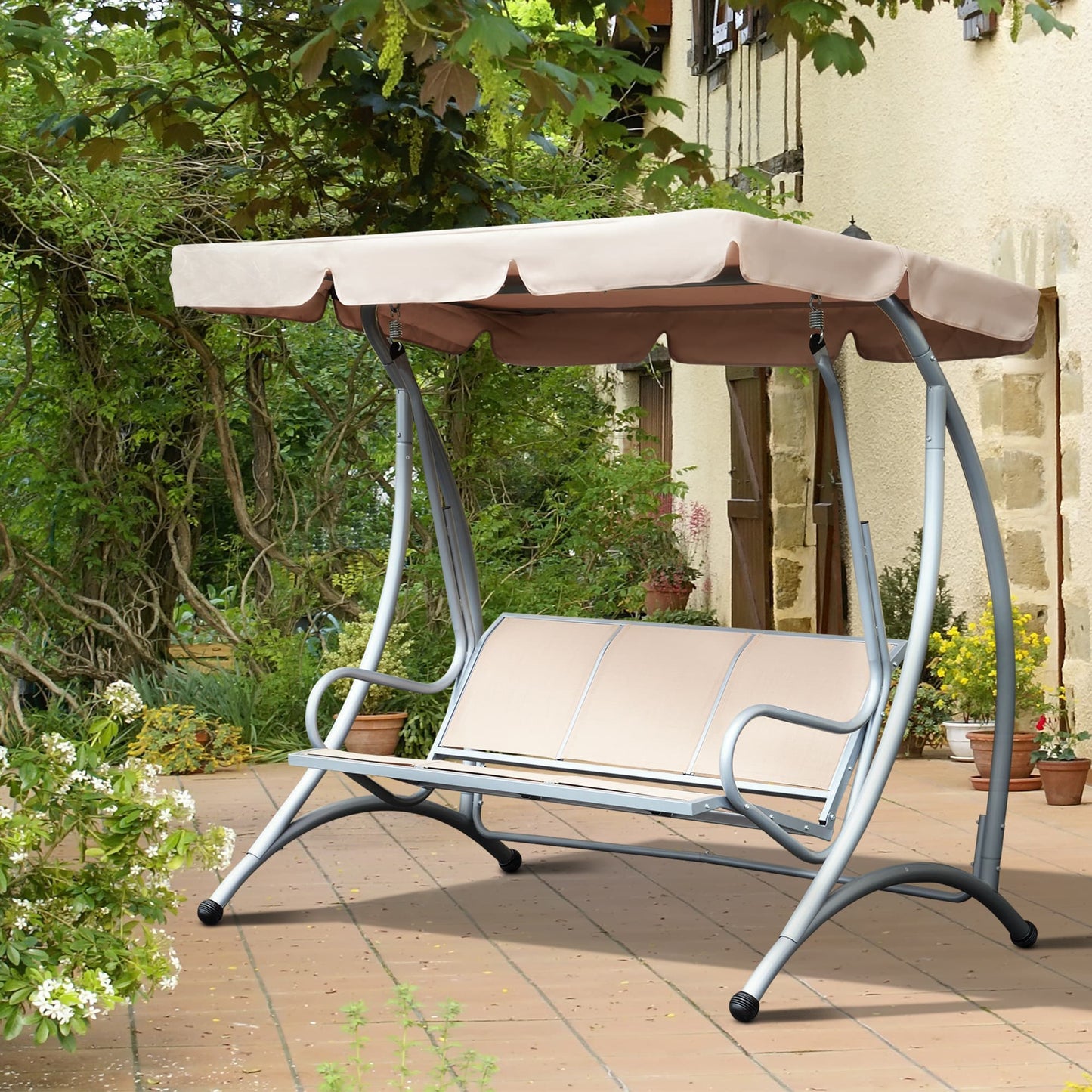Runesay Rattan Patio Conversation Set with Off-white