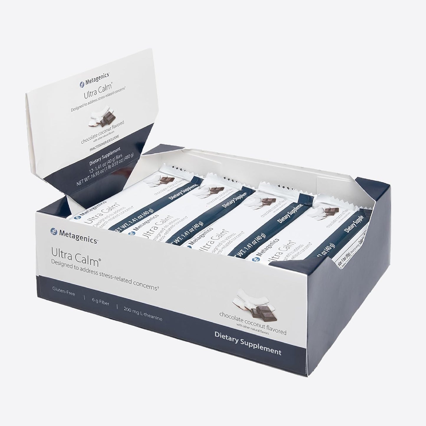 Metagenics Ultra Calm Bar - For Stress Management Support* - With 200 mg L-Theanine - With Iron & Potassium Minerals - 12 Bars
