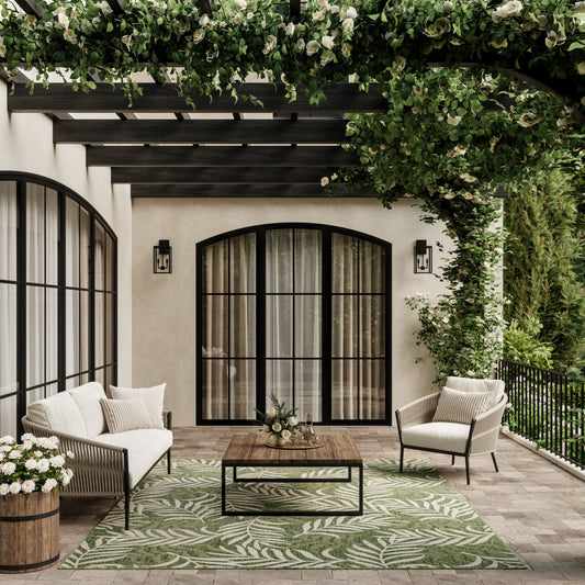Nourison Home 10 x 14 (ft) Loomed Green Ivory Rectangular Indoor/Outdoor Area rug