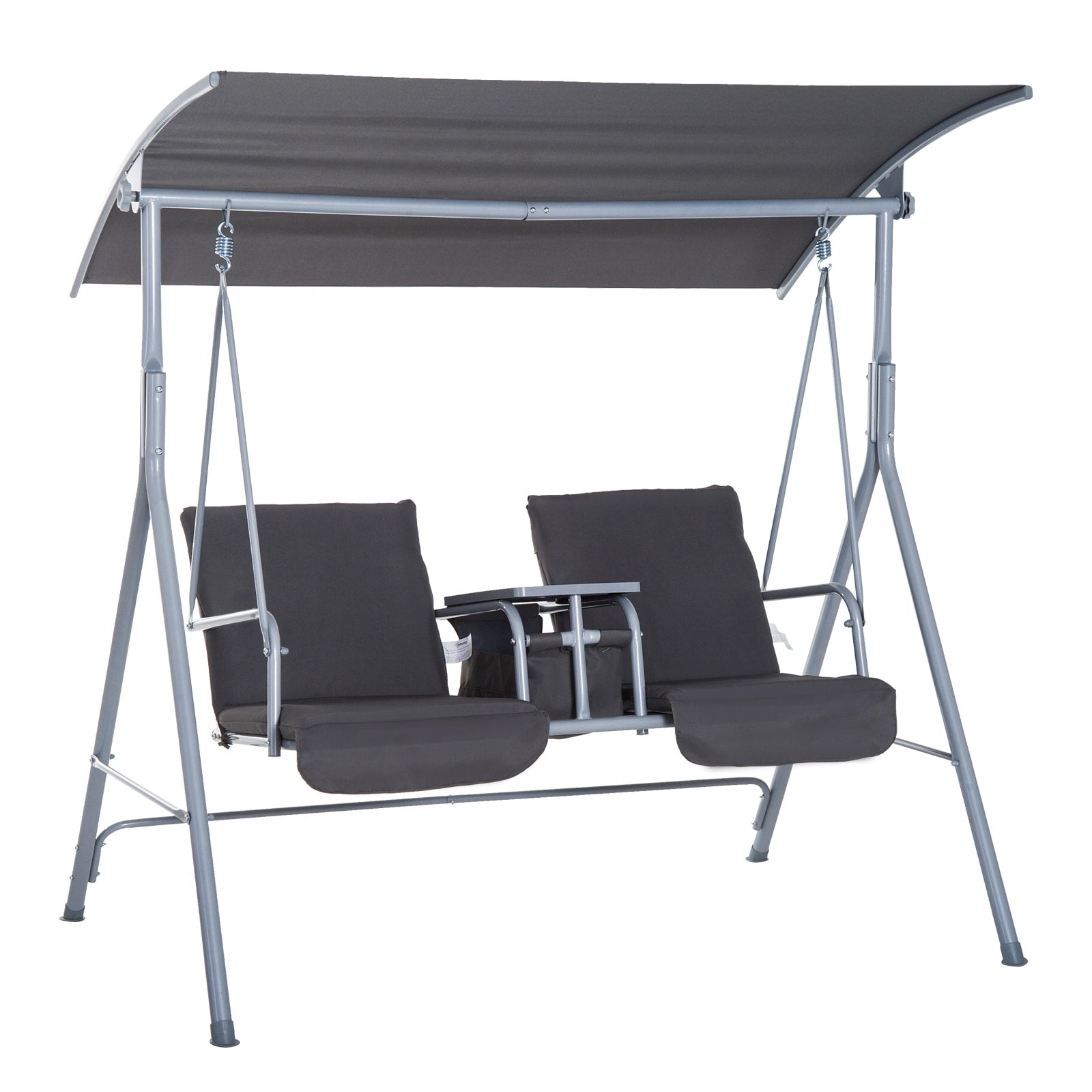 Siavonce 2 -person Black Steel Outdoor Swing