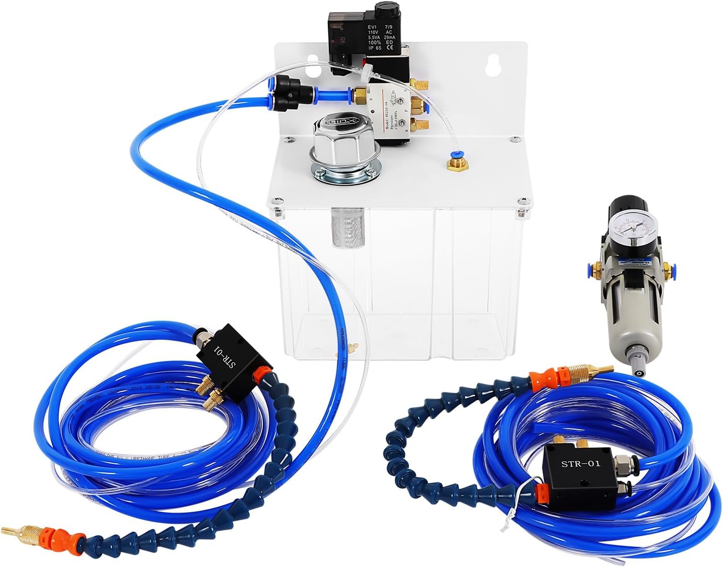Self-priming Micro-mist Machine, Misting Spray System for Cutting Machine Coolant Cooling Spray Pump Kit with Solenoid Valve and Filter Sprayer Coolant Lubrication Spray System with Pump