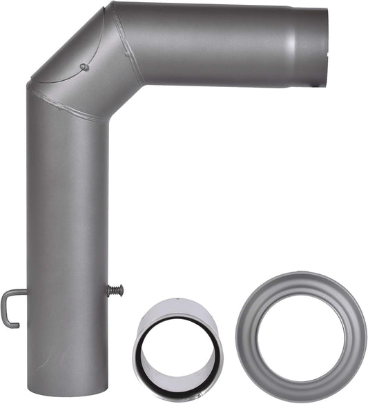 FIREFIX RD130/SET 3 Piece 2 mm Thick Steel (Angle Pipe Set) 130 mm Diameter for Stoves and Fireplaces Dark Grey, Darkgray