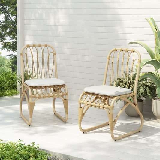 Runesay 2 -Piece Wicker Patio Conversation Set with Yellow Cushions