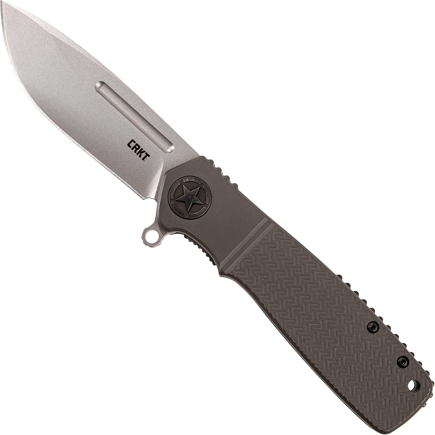 CRKT Homefront Everyday Carry Assisted Folding Knife with Liner Lock: 12C27 Plain Edge Blade, Aluminum Handle, Pocket Clip, K252GXP