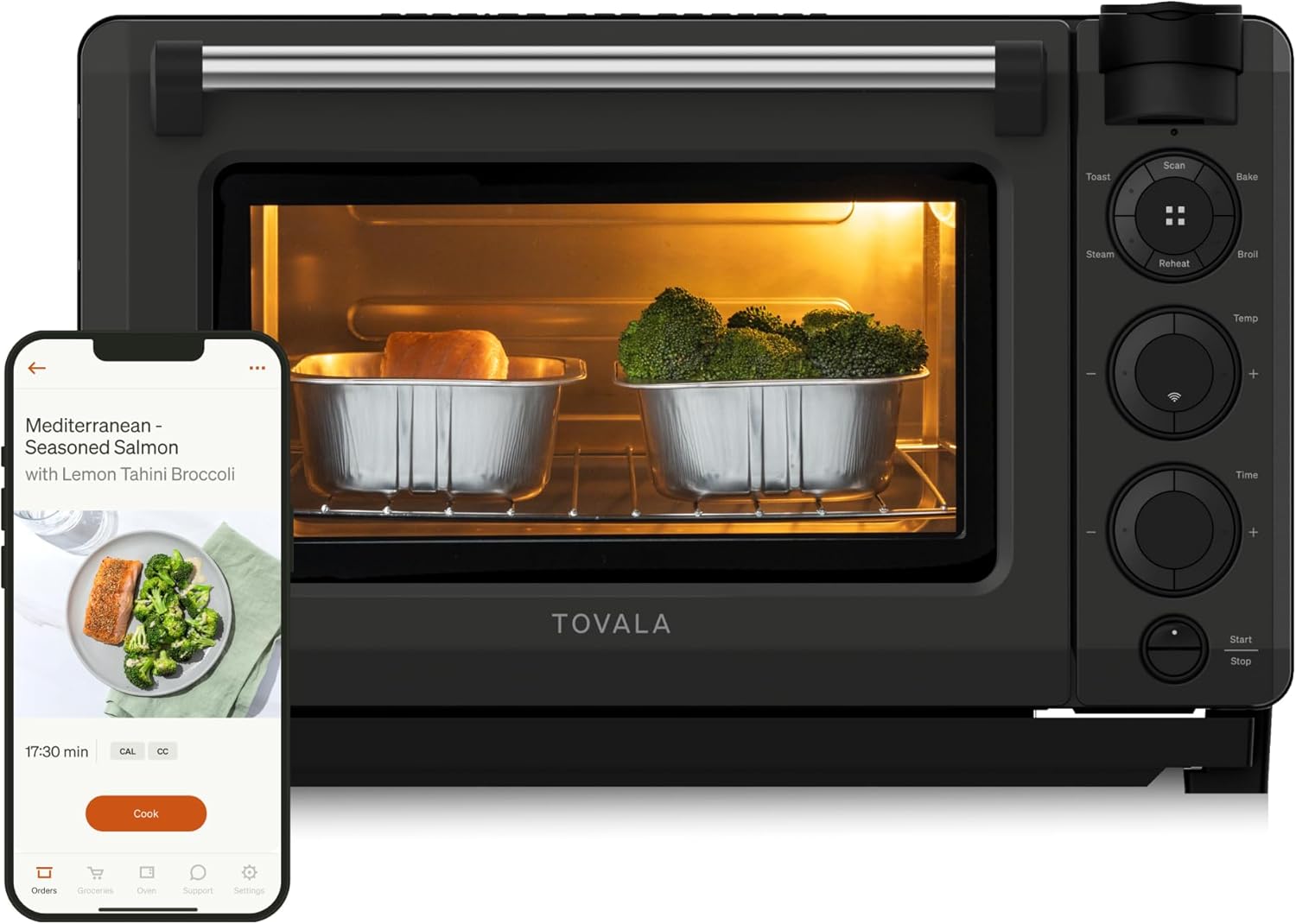 Tovala Smart Oven Pro, 6-in-1 Countertop Convection Oven - Steam, Toast, Air Fry, Bake, Broil, and Reheat - Smartphone Control Steam & Air Fryer Oven Combo
