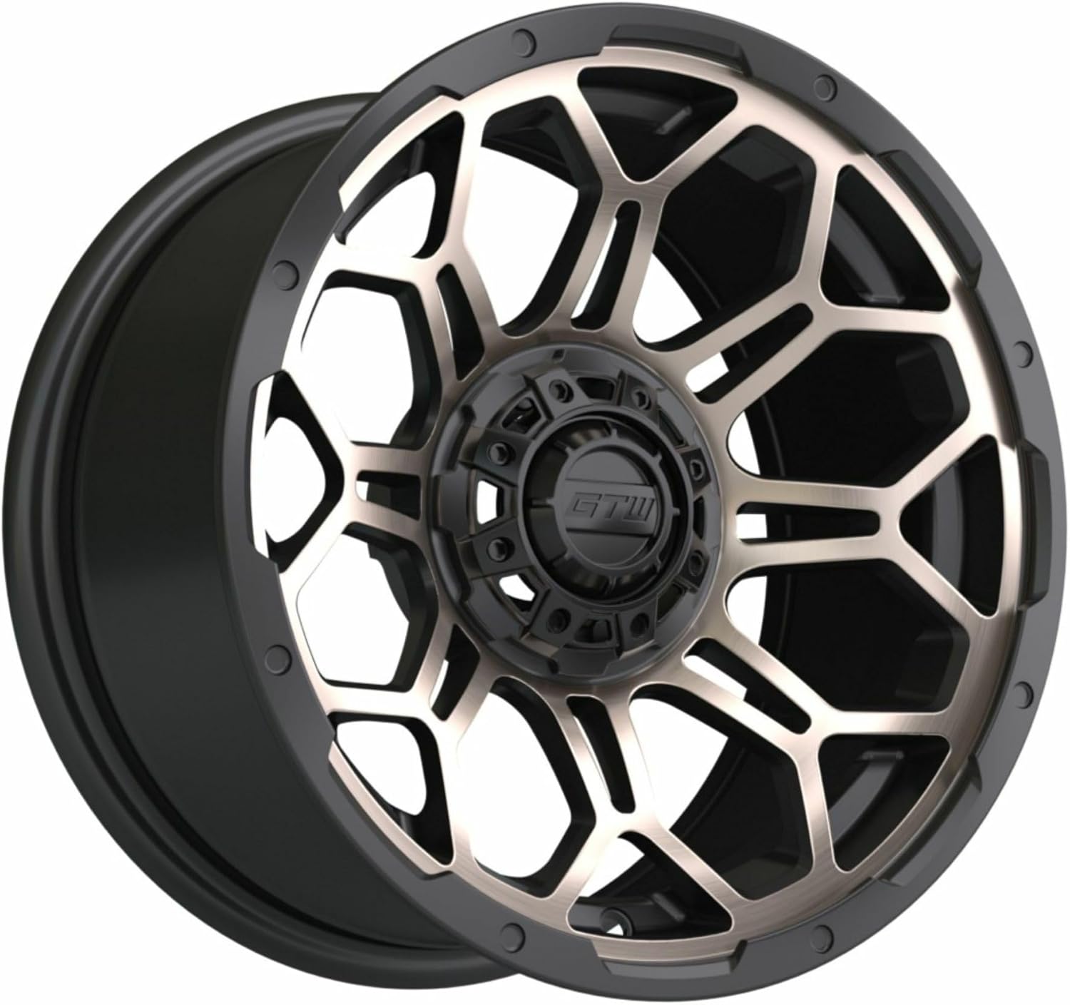 GTW Bravo - 14 Aluminum Golf Cart Wheel 14x7 | 4-4 Bolt | 3:4 Offset (Bronze\/Black)