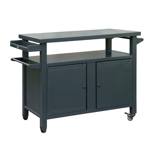 Tatayosi Grill Carts Outdoor Storage Cabinet Grey Aluminum Outdoor Bar with Wheels