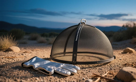 Fire Pit Cover, Outdoor Round Fire Pit Screen with Foldable Hook and Fire Safety Gloves, Heavy Duty Steel Mesh Fire Pit Cover, Fire Pit Lid for Backyard, Beach, RV Camping