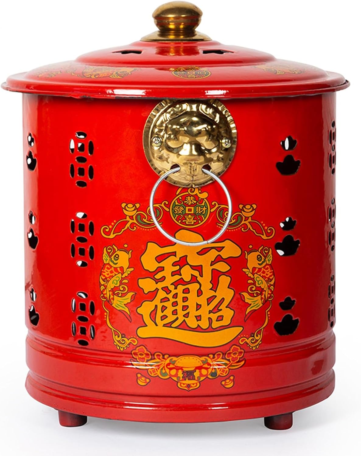 Stainless Steel Burn Barrel, Metal Garden Incinerator, Burn Cage for Outside for Burning Trash Paper Leaf, Red(33CM)