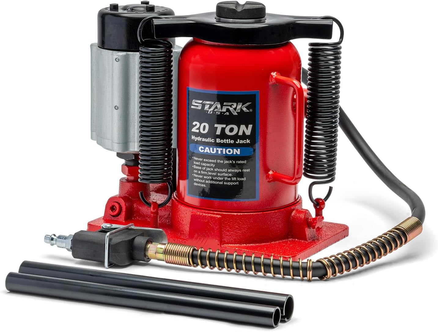 XtremepowerUS Low Profile 20 Ton Air-Operated Hydraulic Bottle Jack (44,000 LBS) Air Tools Manual Jack Air Jack with Hand Pump Handle