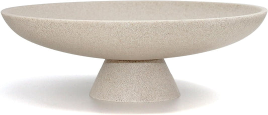 LIN CHUAN Large Decorative Bowl, Modern Resin Pedestal Bowl for Home Decor, Stylish Fruit Bowl for Kitchen Counter, Chic Key Holder for Entry Table, Beige