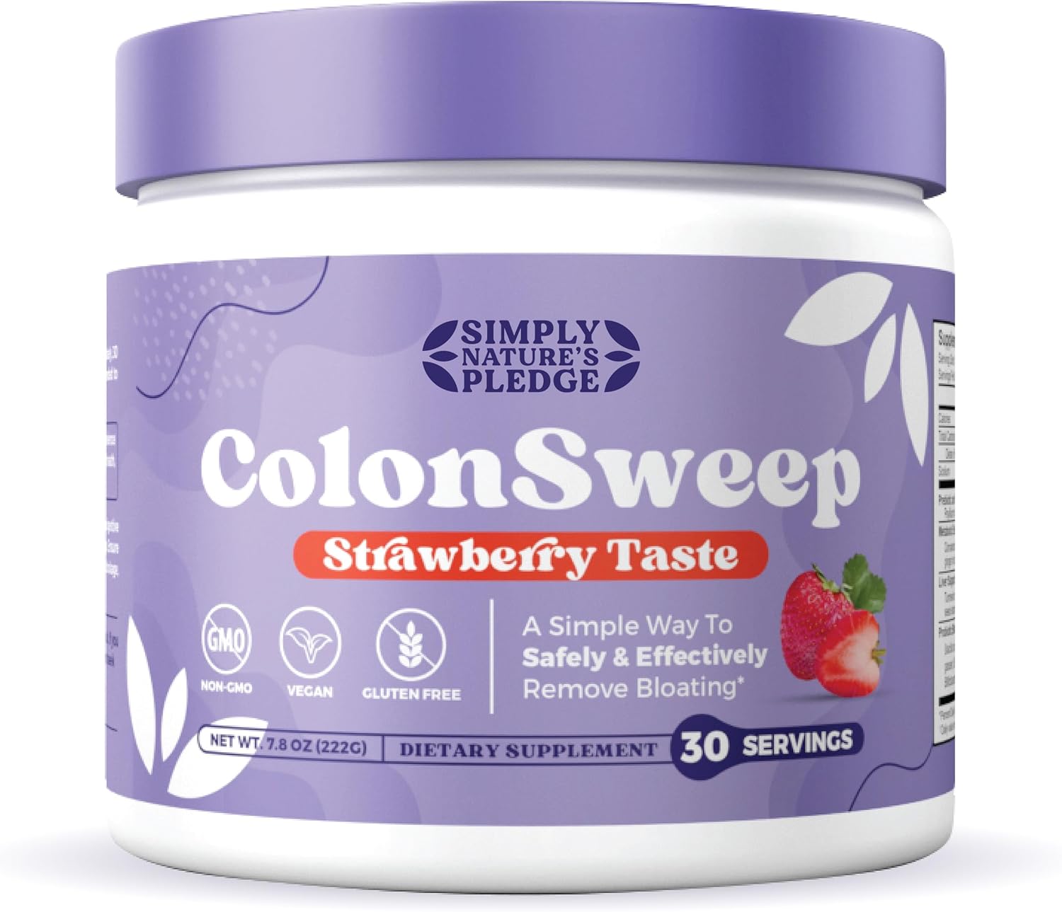 ColonSweep - Strawberry Flavored Probiotic Psyllium Husk Powder Colon Cleanser - 7.8 oz. Gluten Free Fiber Supplement Support for Gut Health - Colon Cleanse for Bloating Relief & Detox - 30 Servings