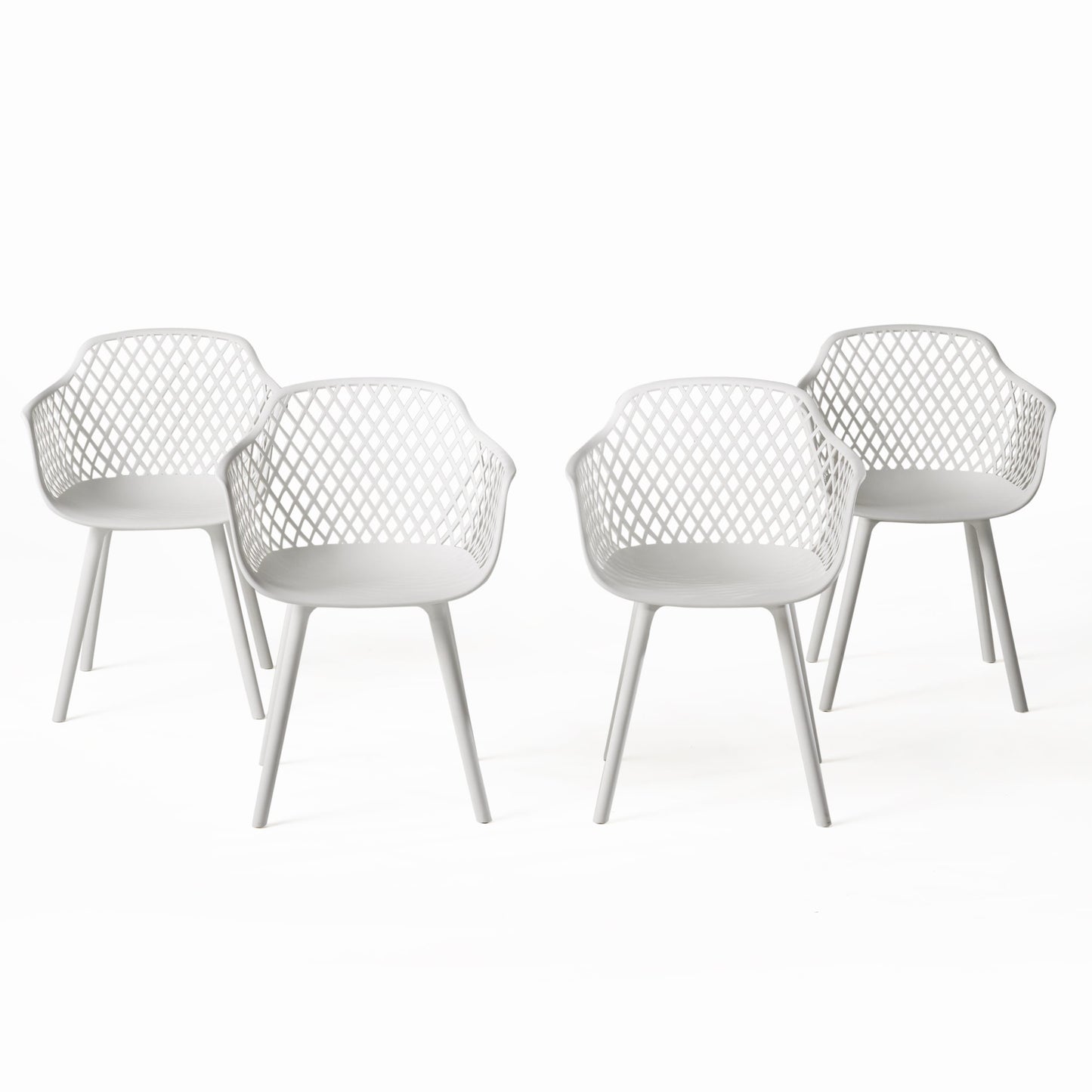 Christopher Knight Home Poppy Outdoor Modern Dining Chair  Set of 4-White