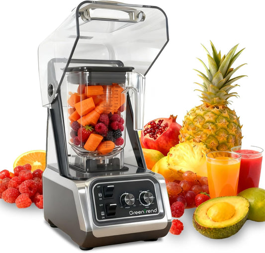 2200W Commercial Blender with Soundproof Enclosure | 80oz BPA-Free Jar | Self-Cleaning & Ice Crush Pro | Quiet Smoothie & Shake Maker for Restaurants, Kitchens, Cafes, Smoothie Bars