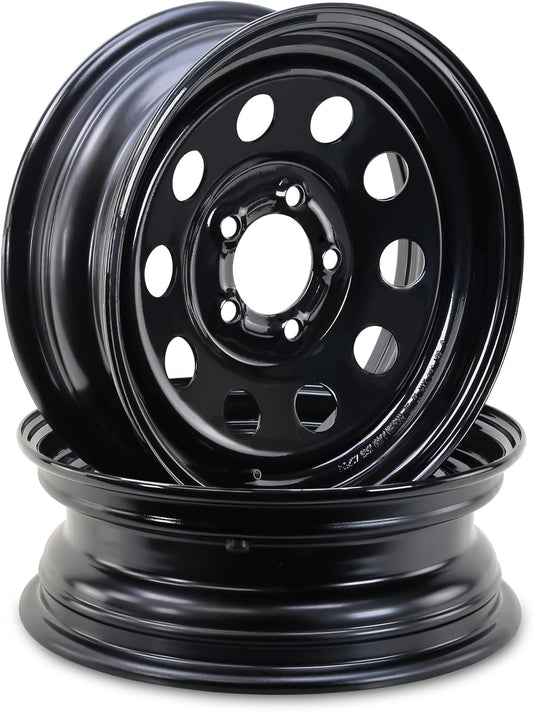 LIBRA 15 x 5 Trailer Wheels 5 Lug on 5" Bolt Pattern Black Mod, Set 2-17027