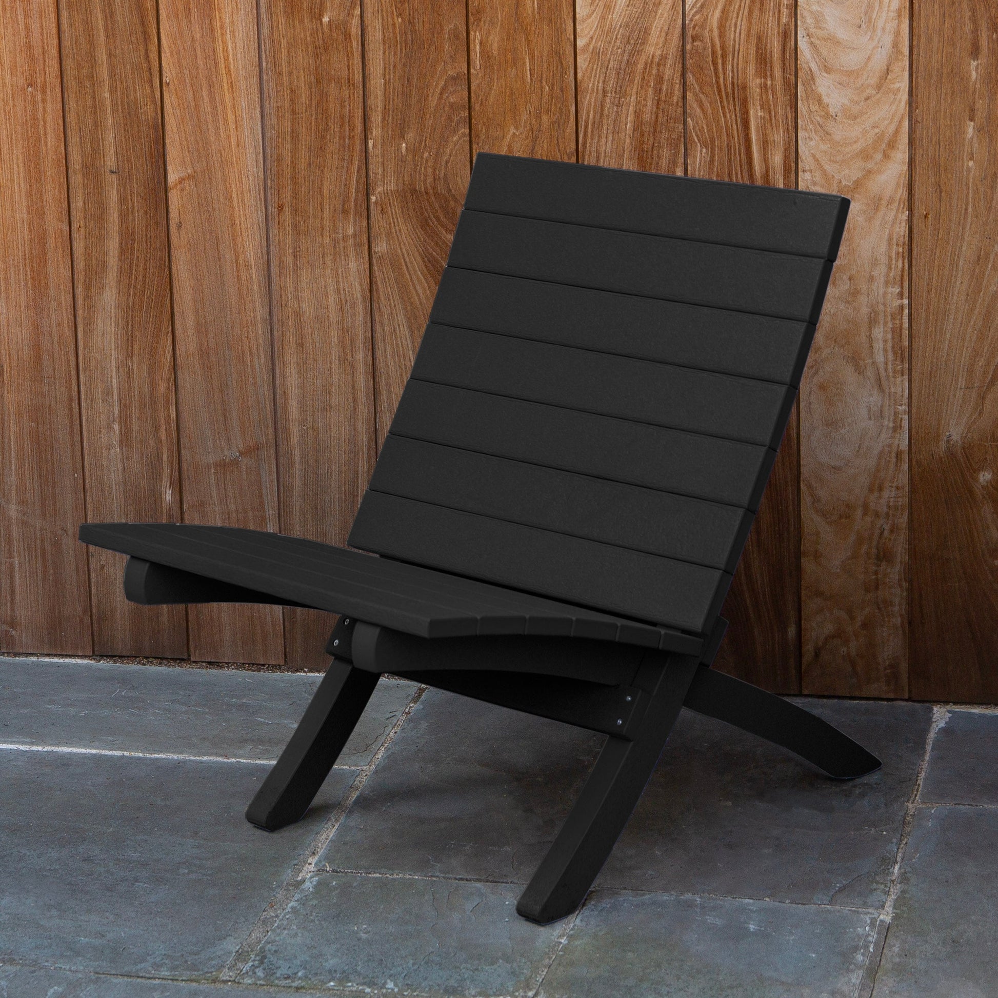 highwood Haven Black Sand HDPE Frame Stationary Conversation Chair with Slat Seat