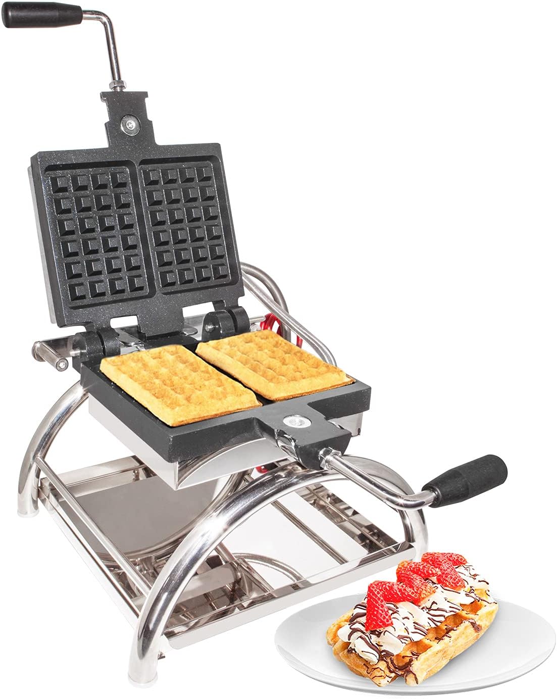ALDKitchen Belgian Waffle Iron | Rotating Waffle Maker | Nonstick (Rotating 2x Square)