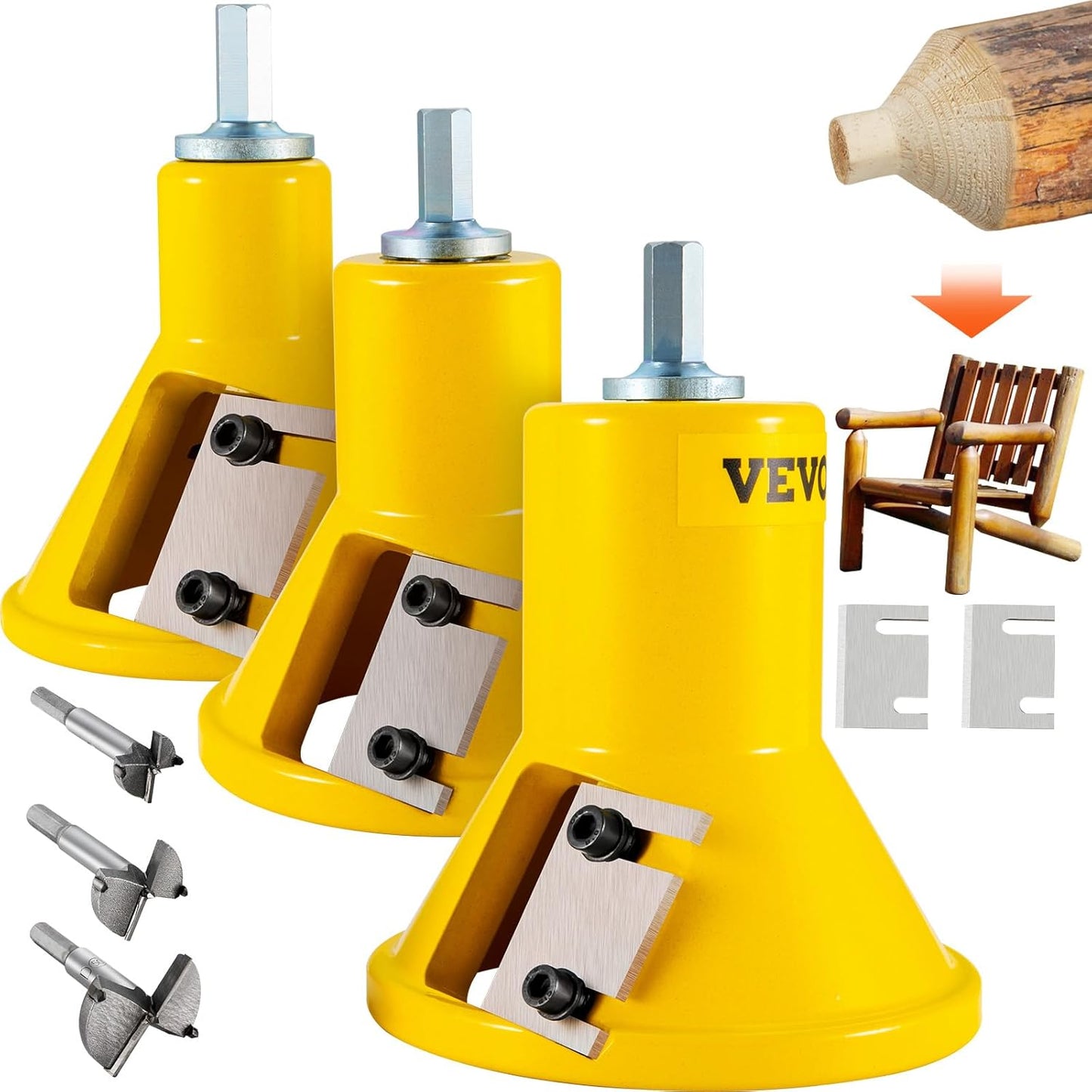 VEVOR Tenon Cutter, 1"\/25.4mm & 1.5"\/38mm & 2"\/50.8mm, with Dual Straight Blades & Button Screws Home Master Kit, Premium Aluminum & Steel Log Furniture Cutter, Commercial Starter\u2019s Tool for Home DIY