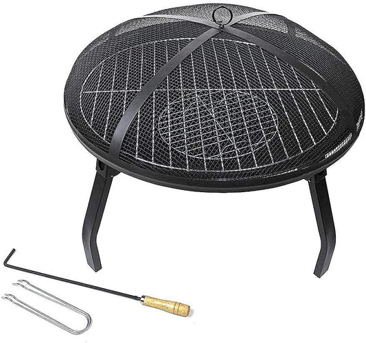 Metal Outdoor Garden Fire Pit with BBQ Grill Heater Outdoor Garden Black Barbeque Metal Brazier Patio Decor Firepit Stove
