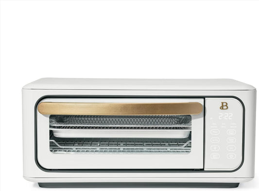 Beautiful Infrared Air Fryer Toaster Oven Kit \u2013 Special Edition Multi\u2011Function Countertop Oven with 10 Presets, Fast Heating & Accessories by Drew Barrymore (White)