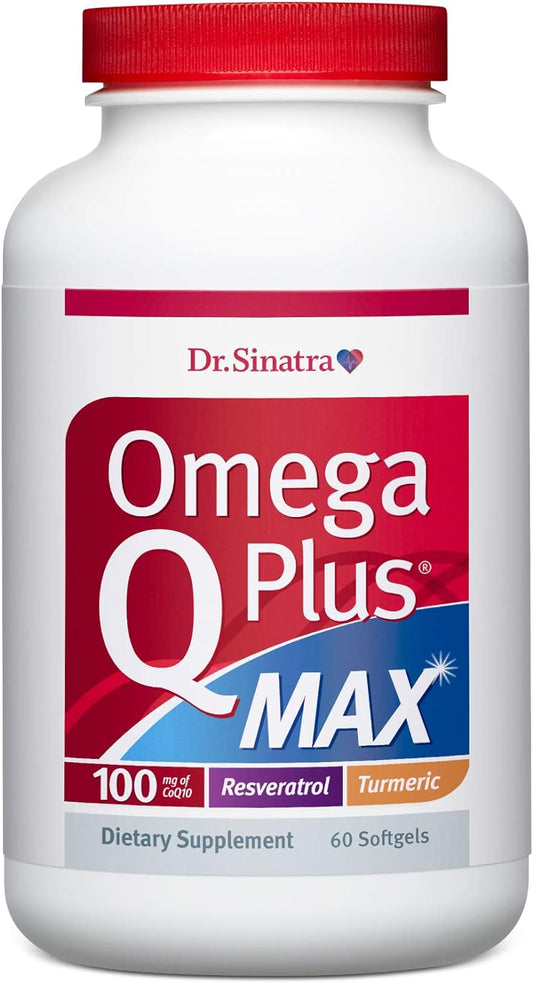 Dr. Sinatra Omega Q Plus MAX \u2013 Advanced Heart Health and Healthy Aging Support with 100mg of CoQ10 and Turmeric (60 softgels | 30-Day Supply)