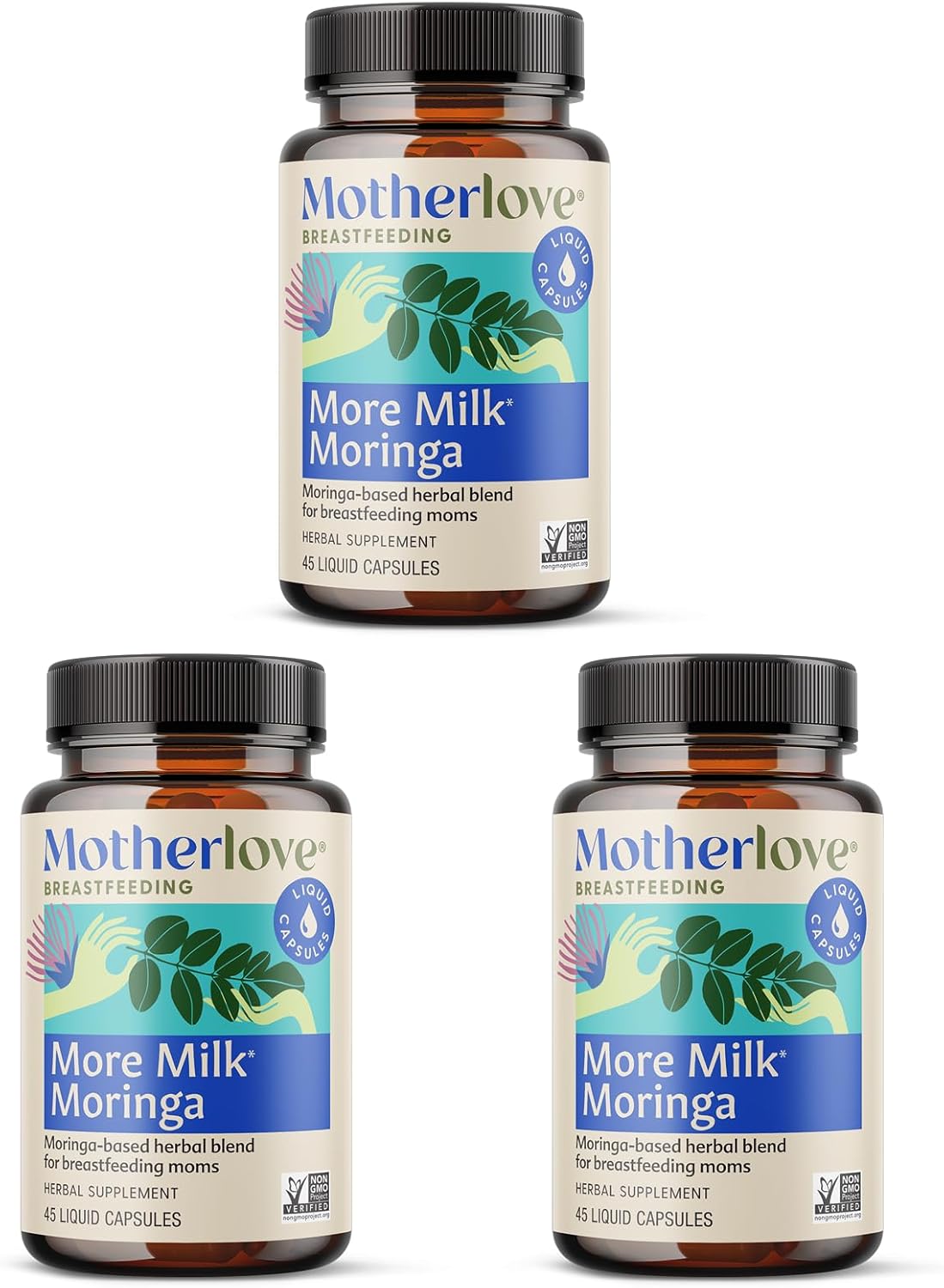 Motherlove More Milk Moringa (135 Liquid caps) Moringa-Based Lactation Supplement to Support Breast Milk Supply\u2014Non-GMO, Organic Herbs, Vegan, Kosher