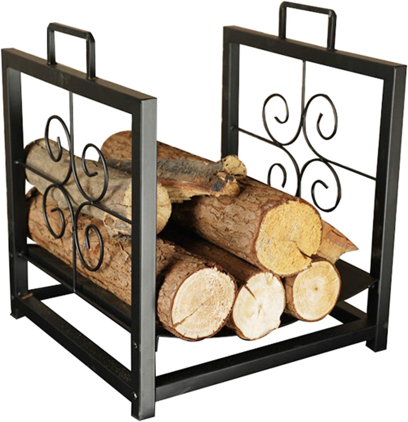 Little Wood Stacker Rack 41cm, Logs Holder with Handles, Kindling Log Cradle Shelf for Indoor Outdoor